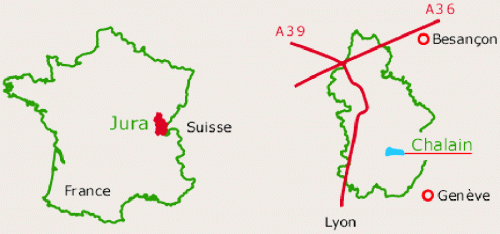plan d'accès maison location Chalain lac Jura